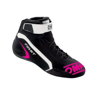 Buty wyścigowe OMP FIRST MY21 czarno-różowe (FIA) - Odzież do sportów motorowych - miniaturka - grafika 1