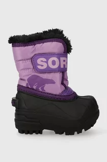 Buty dla dziewczynek - Sorel śniegowce dziecięce SPORTY STREET kolor fioletowy - grafika 1