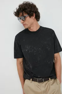 Koszulki męskie - BOSS t-shirt bawełniany BOSS ORANGE kolor czarny wzorzysty - Boss - grafika 1
