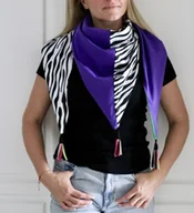 Apaszki i szaliki damskie - Chusta patchworkowa zebra z fioletem - miniaturka - grafika 1