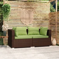 Sofy ogrodowe - 2-osobowa sofa ogrodowa z poduszkami, polirattan, brązowa - miniaturka - grafika 1