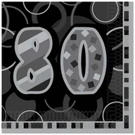 Dekoracje i nakrycia stołu na imprezę - Serwetki, 80 Glitz Black, 33 cm, 16 sztuk - miniaturka - grafika 1