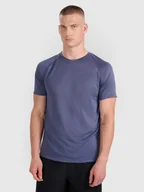 Koszulki sportowe męskie - 4F Koszulka do biegania szybkoschnąca męska - niebieska L - miniaturka - grafika 1