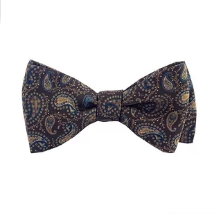 Mucha do wiązania - brązowa w paisley EM 3 - EM Men's Accessories - Krawaty i muchy męskie - miniaturka - grafika 1