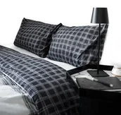 Pościel - Odwracalna pościel w kratkę ze 100% bawełny z poszwą na kołdrę i poszewką na poduszkę 200x220 cm - miniaturka - grafika 1