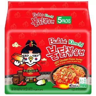 Samyang Ramyun o smaku ostrego kurczaka z kimchi, ogniście ostry 5 x 130g - Samyang 2482-uniw - Kuchnie świata - miniaturka - grafika 1