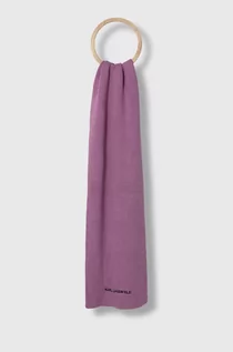 Apaszki i szaliki damskie - Karl Lagerfeld szalik z domieszką wełny kolor fioletowy melanżowy - grafika 1
