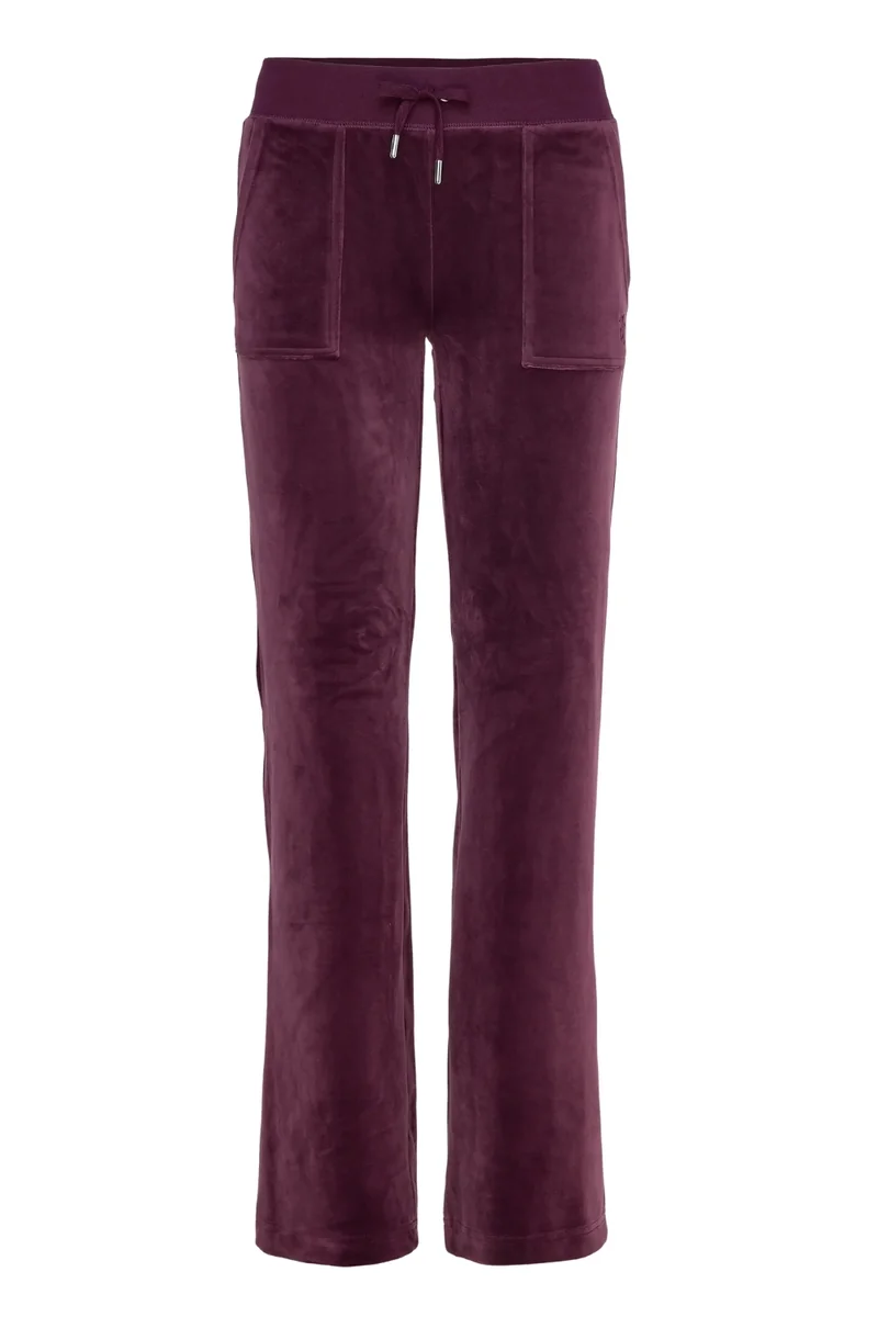 JUICY COUTURE Śliwkowe damskie spodnie welurowe Del Ray Pocket Pant M