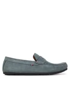 Mokasyny męskie - Tommy Hilfiger Mokasyny Casual Hilfiger Suede Driver FM0FM04998 Szary - miniaturka - grafika 1