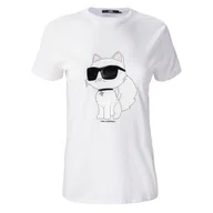 Koszulki i topy damskie - Damska Koszulka z krótkim rękawem KARL LAGERFELD IKONIK 2.0 CHOUPETTE T-SHIRT 230W1703-100 – Biały - miniaturka - grafika 1