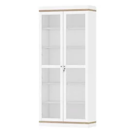 Witryna Roomers, biało-beżowa, 89x36x200 cm - Witryny - miniaturka - grafika 1
