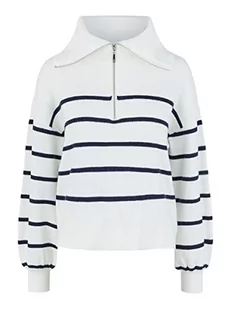 YAS Yasdeli Ls Zip Knit S. Noos sweter damski, Star White/Stripes:Navy Blazer, S - Swetry damskie - miniaturka - grafika 1