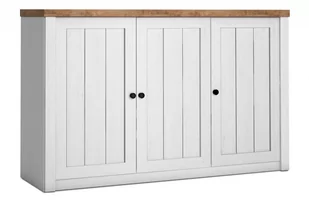 Komoda z półkami 130 cm styl prowansalski biała LEMAS - Komody - miniaturka - grafika 1