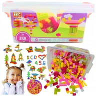 Klocki - KLOCKI KONSTRUKCYJNE BASIC CEGŁY PASTELOWE RÓŻOWE DLA DZIEWCZYNKI 388 ELEM. - miniaturka - grafika 1