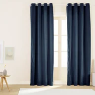 Zasłony - Zasłony na przelotkach welwetowe 140 x 250 cm Smukee, 2 szt., granatowe - miniaturka - grafika 1