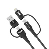 Kable USB - 4w1 Uniwersalny kabel przewód 2x USB-C 1x USB-A 1x Lightning 60W 1m czarny - miniaturka - grafika 1