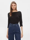 Bluzki damskie - Tommy Hilfiger Bluzka New Cody WW0WW40589 Czarny Slim Fit - miniaturka - grafika 1