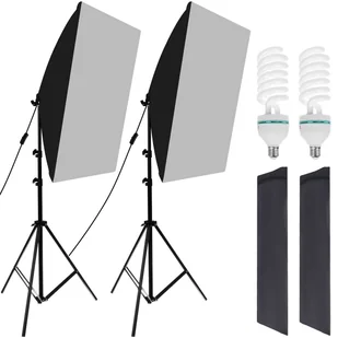 2x Softbox Zestaw Oświetlenie Ciągłe 2x 150W 50x70 ISO TRADE - Lampy studyjne - miniaturka - grafika 1