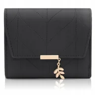 Portfele - REETEE Portfel Damski Skórzany Vegan Mały Czarny z Kieszeniami - miniaturka - grafika 1