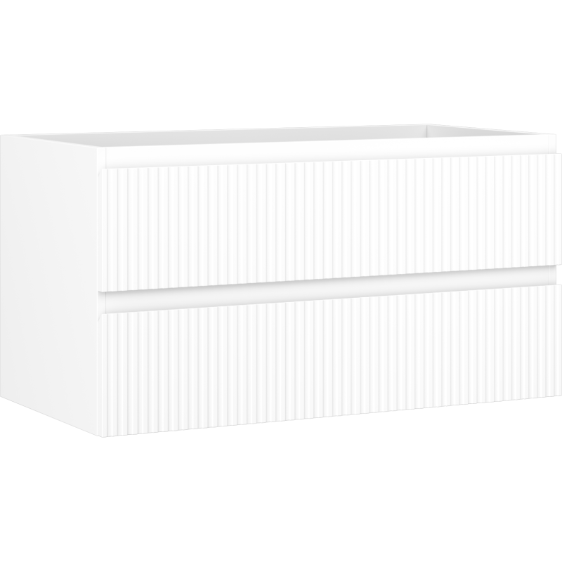 Mexen Rivel szafka łazienkowa podumywalkowa 90 cm, 2 szuflady, ryflowana , biała mat - 91A20-09047-2-BFF01