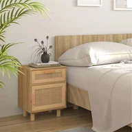 Szafki nocne - vidaXL Szafka nocna brązowa z litego drewna sosnowego i naturalnego rattanu - Szafka nocna - Szafki nocne - Szafa - Szafka nocna - miniaturka - grafika 1