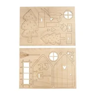 Ozdoby bożonarodzeniowe - Mini scenka bożonarodzeniowa do złożenia 24 elementy - Drewniany domek elfa - Brązowy - Dorosły - Mieszany - miniaturka - grafika 1