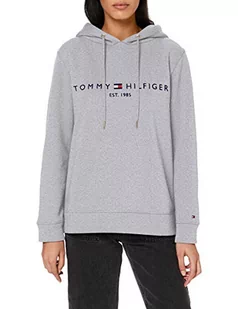 Tommy Hilfiger Damska bluza z kapturem Regular Hilfiger, jasnoszary (Light Grey Heather), XXS - Bluzy damskie - miniaturka - grafika 1