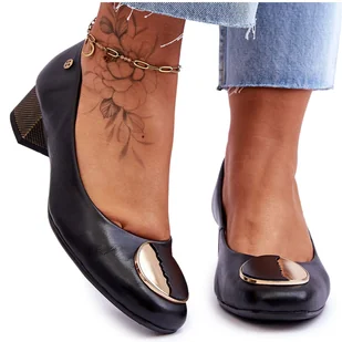 Skórzane Czółenka Na Niskim Obcasie Maciejka 05960-01 Czarne - Czółenka - miniaturka - grafika 1