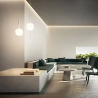 Lampy sufitowe - Kundalini Lampa wisząca LED Motus ze szkła, biała - miniaturka - grafika 1