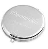 Lusterka do makijażu - Lusterko okrągłe srebrne z grawerem dla przyjaciółki na imieniny pod - miniaturka - grafika 1