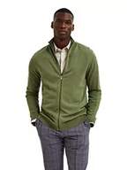 Swetry damskie - SELETED HOMME Męska SLHBERG Full Zip Kardigan B NOOS kurtka dzianinowa, zielony Vineyard Green/Szczegóły: melanż, S, Vineyard Green/Szczegóły: melanż, S - miniaturka - grafika 1
