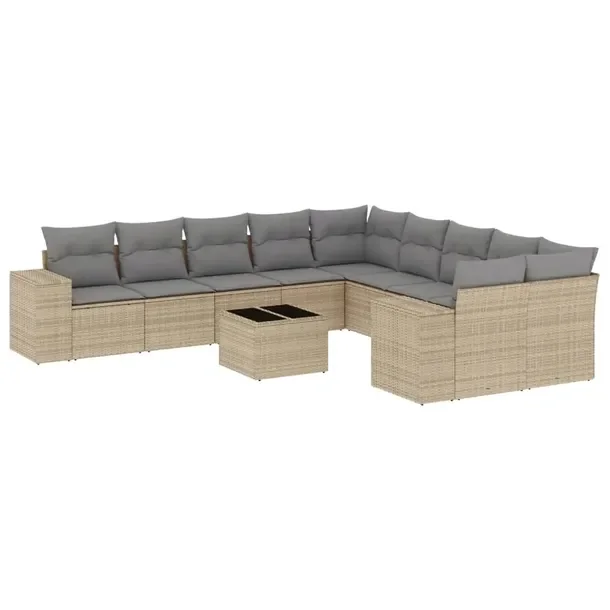 Beżowy zestaw mebli ogrodowych z rattanu PE, wymiary: 62x62x69 cm, 55x62x69