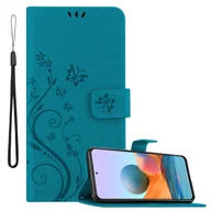 Etui i futerały do telefonów - Etui Cadorabo do Xiaomi RedMi NOTE 10 PRO w kolorze FLORAL BLUE Pokrowiec ochronny w kwiatowy wzór z magnetycznym zamknięciem, funkcją podstawki i kieszeniami na karty Flip Case Flower Cover Etui Handy Klapp Hülle Book Tasche - miniaturka - grafika 1