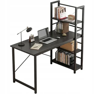 Biurko Komputerowe Stolik Loft Czarne Industrialne Z Regałem Półkami 120 Cm - Biurka - miniaturka - grafika 1