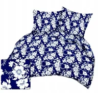 Pościel - pościel kora lux 180x200 + 2 poszewki K 308-2 kwiaty białe na niebieskim - miniaturka - grafika 1