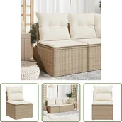 Sofy ogrodowe - The Living Store Sofa ogrodowa bez podłokietników z poduszkami z beżowego polirattanu - miniaturka - grafika 1