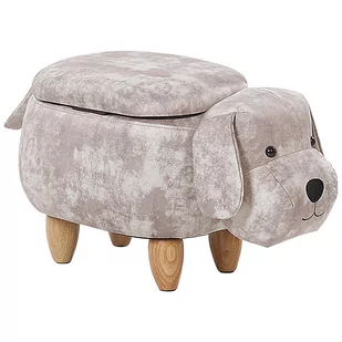 Beliani Pufa zwierzak ze schowkiem welurowa beżowa DOGGY - Taborety i hokery - miniaturka - grafika 1