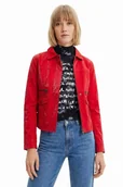 Kurtki damskie - Kurtka damska Desigual Cleveland z eko skóry czerwona-XS - DESIGUAL - miniaturka - grafika 1