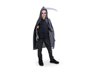 Peleryna z kapturem czarna - 80 cm - Dodatki do strojów karnawałowych - miniaturka - grafika 1