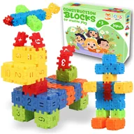 Klocki - KLOCKI KONSTRUKCYJNE WAFLE EDUKACYJNE BUDOWLANE PUZZLE DLA DZIECI ZESTAW 90 - miniaturka - grafika 1