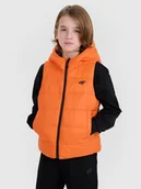 Kurtki i płaszcze dla chłopców - 4F Bezrękawnik chłopięcy puchowy z wypełnieniem syntetycznym 4FJWSS25TVJAM169-70S Pomarańczowy Roz. 122 - miniaturka - grafika 1