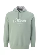 Bluzy męskie - s.Oliver Big Size męska bluza z logo z kapturem, zielona, 5XL, zielony, 5XL - miniaturka - grafika 1