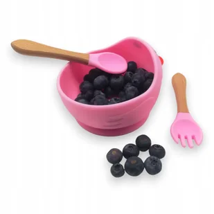 Miseczka z przyssawką silikonowa dla dziecka na przekąski łyżka widelec BLW - Zestawy naczyń dla dzieci - miniaturka - grafika 1