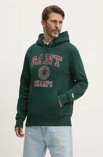 Gant bluza męska kolor zielony z kapturem z nadrukiem 2015068 - Bluzy męskie - miniaturka - grafika 1
