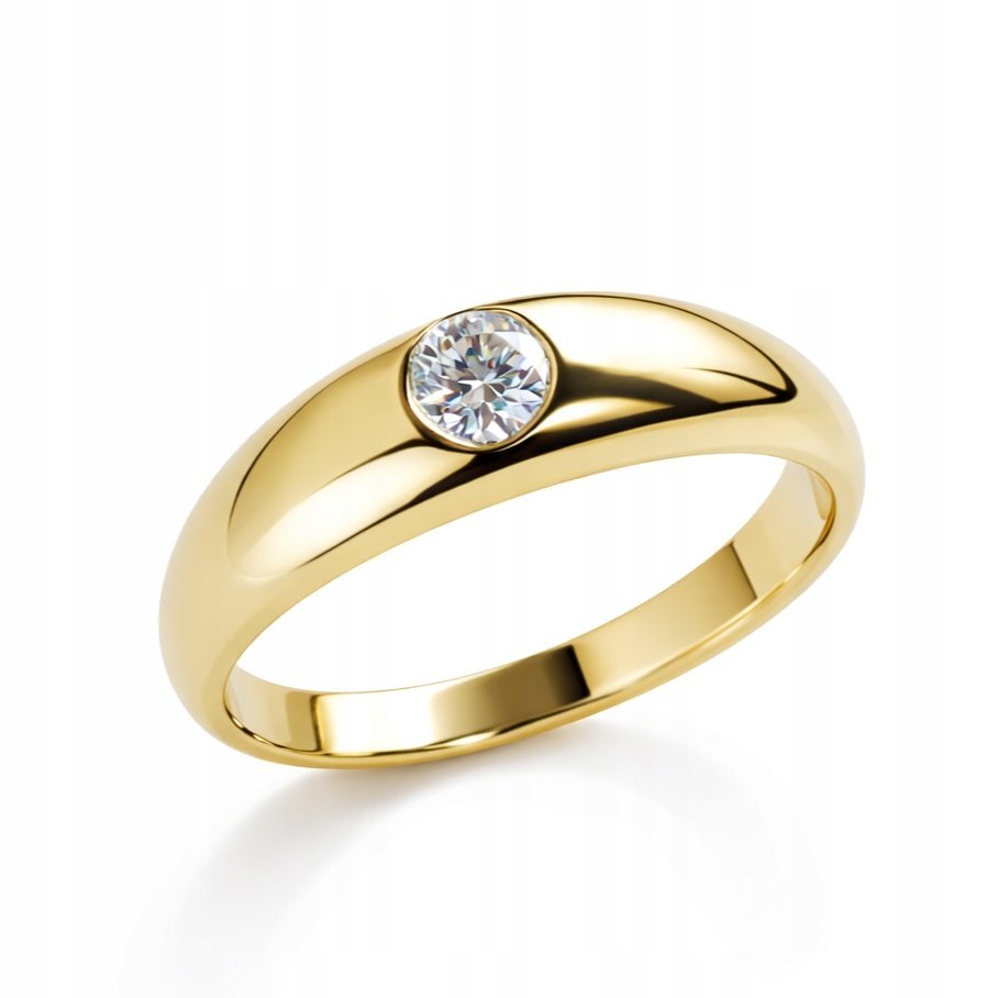 DAMSKI ZŁOTY PIERŚCIONEK SYGNET Z MOISSANITEM 0.3 CT BELLO 14KT 585