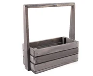 Dekoracje domu - Tin Duża szara skrzynka drewniana z pałąkiem TD102.SZ - miniaturka - grafika 1