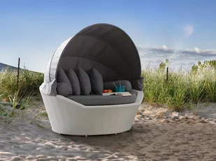 Beliani Kosz plażowy biały - ogrodowy - rattanowy - leżanka - SYLT - Pozostałe meble ogrodowe - miniaturka - grafika 2