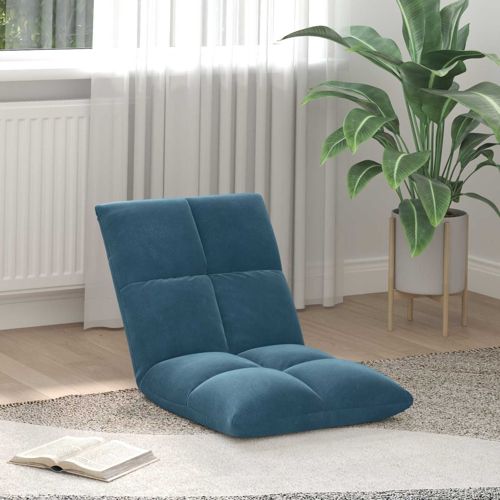 vidaXL vidaXL Krzesło na podłogę Niebieski 50 x 61 x 57 cm Aksamit