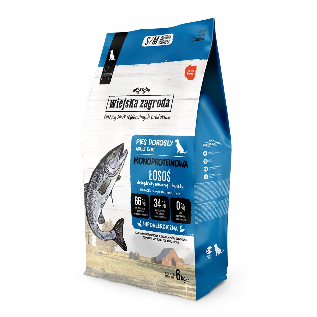 WIEJSKA ZAGRODA Monobiałkowa Łosoś (dorosły) - Karma sucha dla psa - 2kg