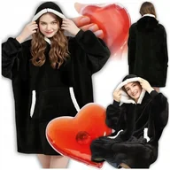 Bluzy damskie - KOC BLUZA KOCOBLUZA OVERSIZE GRUBA CIEPŁA MIĘKKA DŁUGA BLUZO KOC Z KAPTUREM - miniaturka - grafika 1